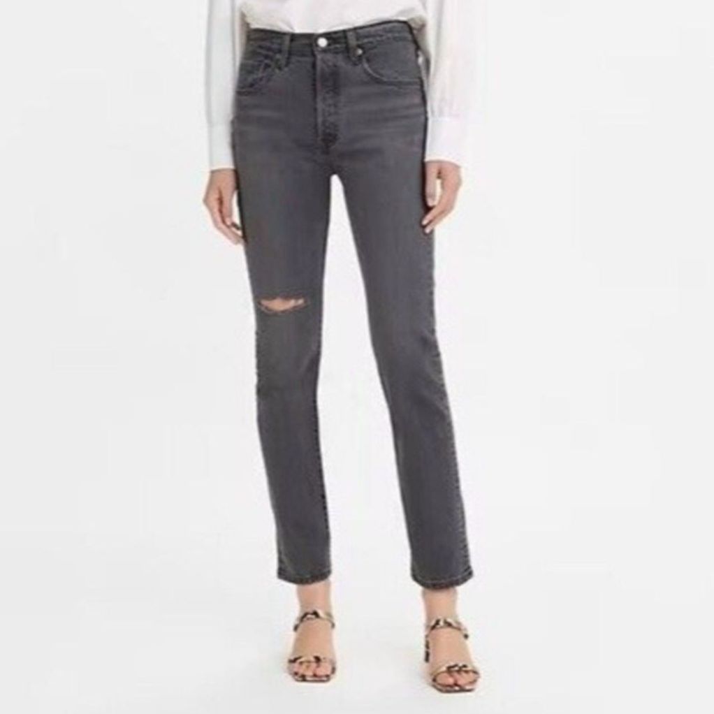 Levi's Premium 501 Skinny High Rise Button Fly Jeans Gray Wash 31